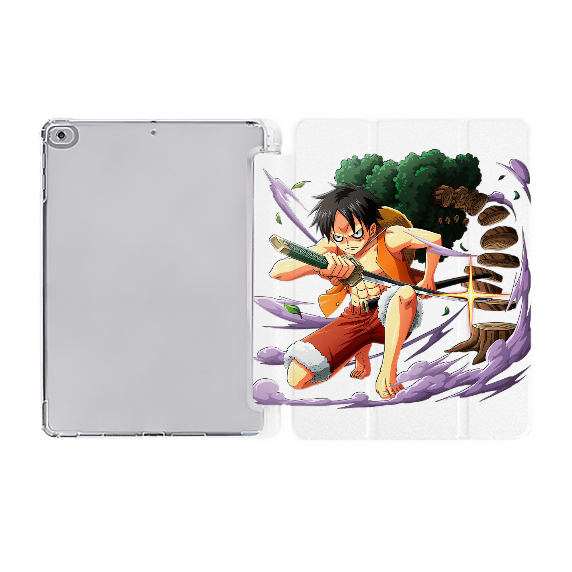 （画像用） ワンピース モンキー・D・ルフィ ONE PIECE Monkey D. Luffy IPad ケース ペン収納付き 三つ折りスタンド PUレザー×シリコン 対応機種9.5/10.5/10.9インチ
